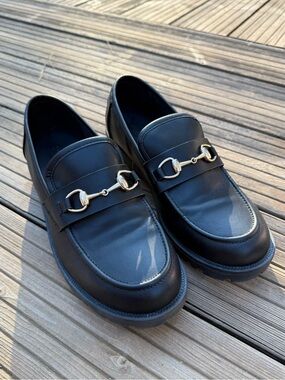 Sincerely Jules Black Loafers with Horsebit Detail